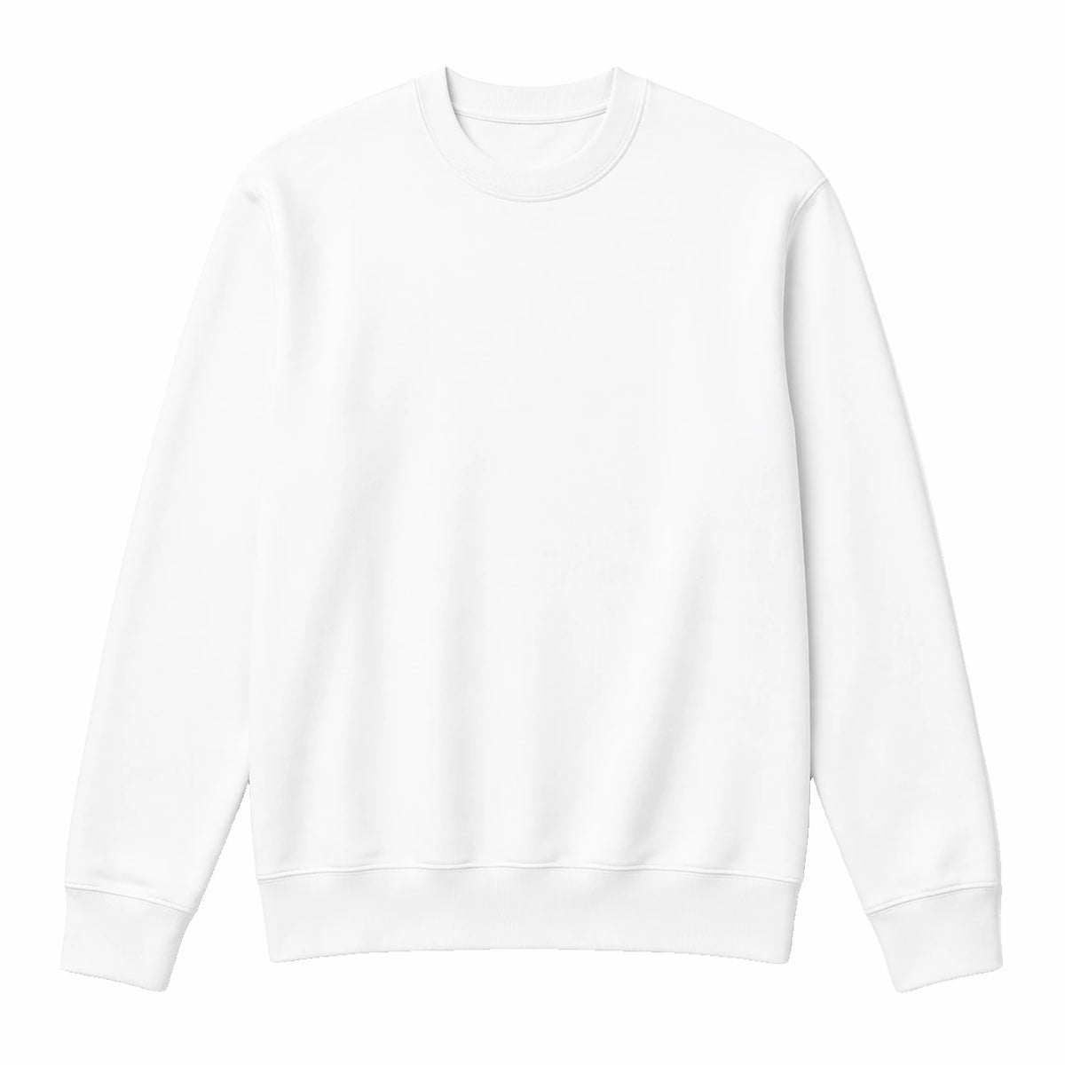 White crew neck sweater, 320gsm, front