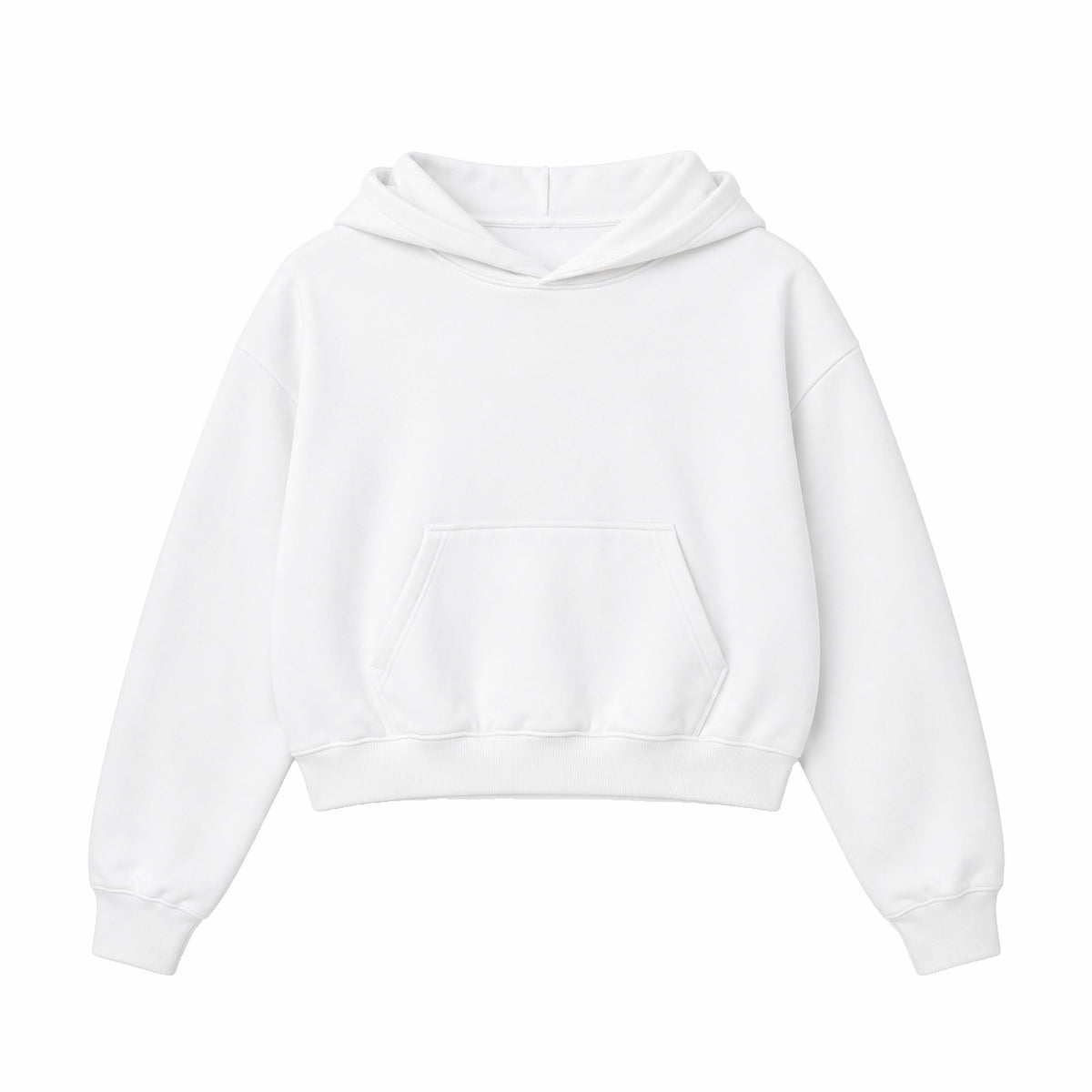 Oversized Crop Hoodie, white, front