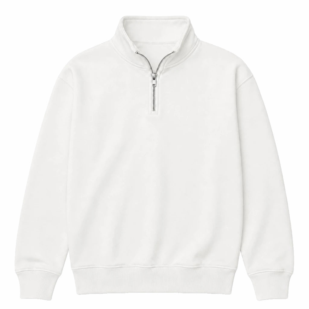 Quarter Zip, white, front