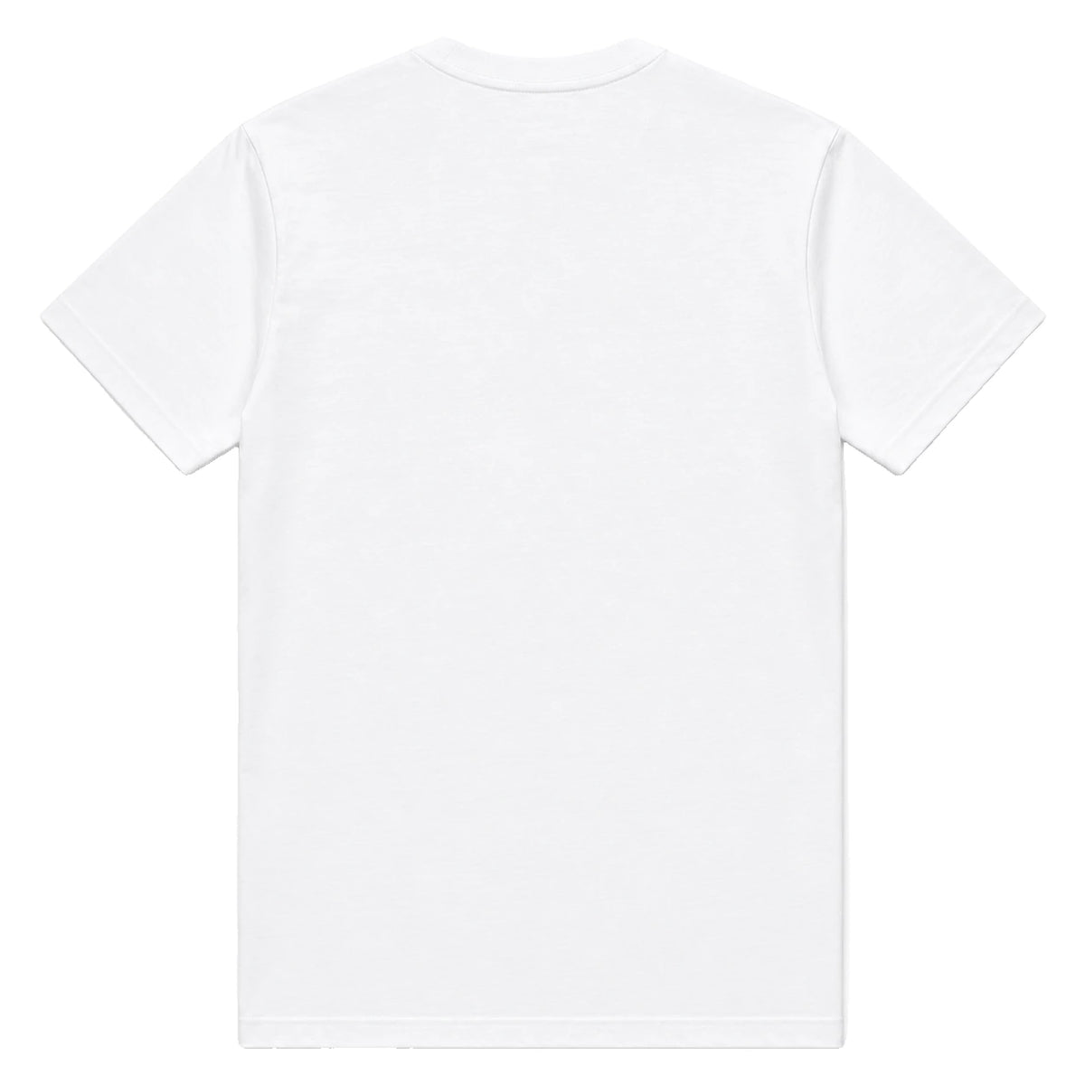 White plain cotton t-shirt, back view, blank print area