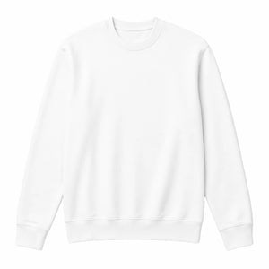 White crew neck sweater, 320gsm, front