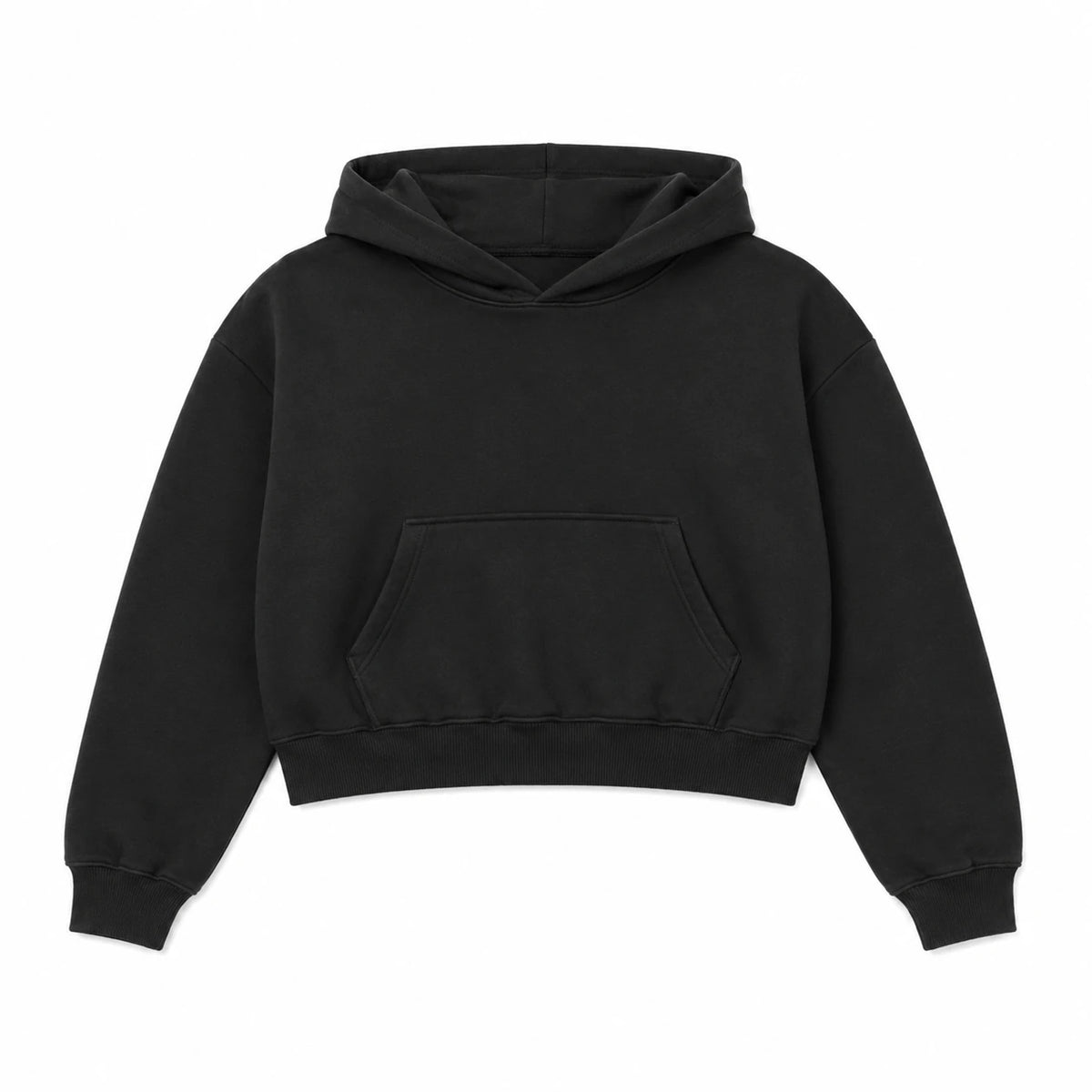 Oversized Crop Hoodie, black, front