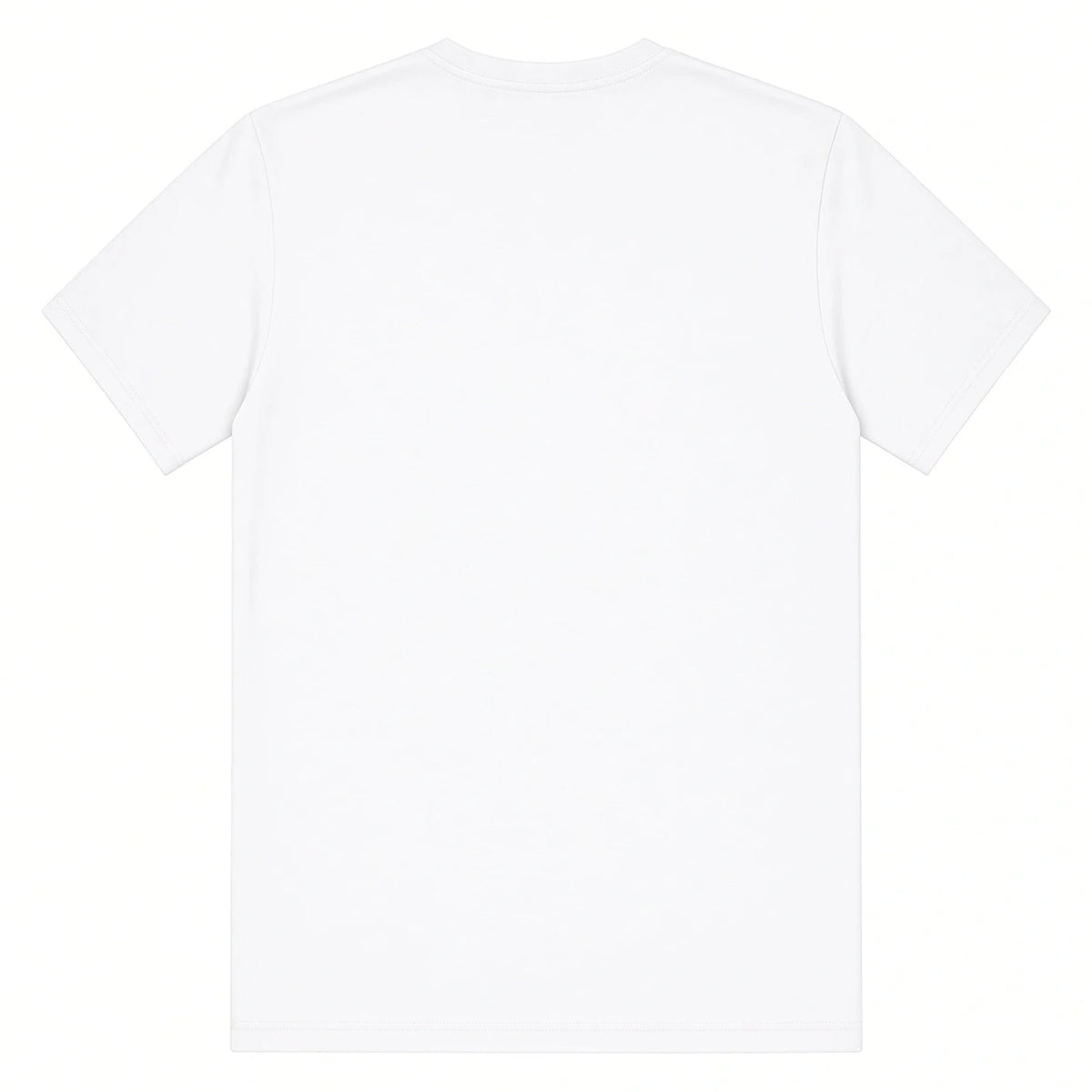 White premium classic tee, back view, blank print area