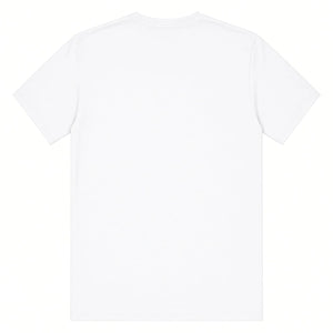 White premium classic tee, back view, blank print area