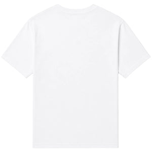 White relaxed tee, back view, blank print area